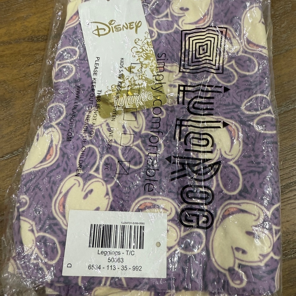 Disney Lularoe Mickey Mouse Purple and Cream Leggings TC NWT